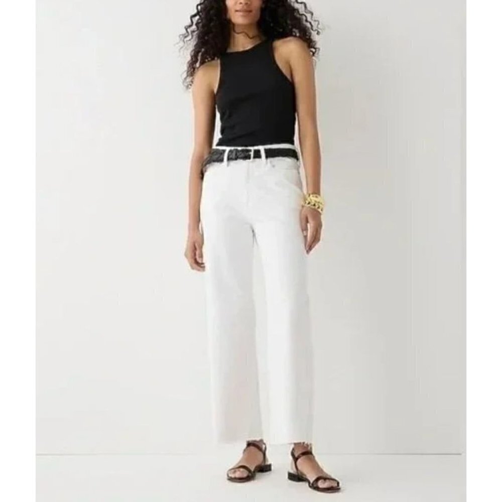 New J Crew Size T31 Slim wide-leg jean in white wash BP462 SU23